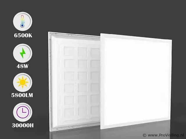 12 x led paneel 48w - 60cm x 60cm - 6500k koud wit - afbeelding 1 van  4