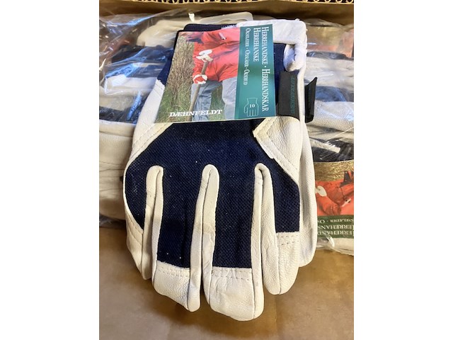 12 x tuinhandschoen maat 10 met leer en stof super mooie - afbeelding 1 van  9
