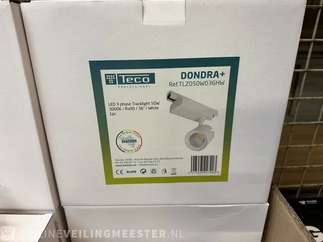 12x led tracklight 3 fases 50w 3000k ra90 36° teco professional, dondra+, wit - afbeelding 3 van  4
