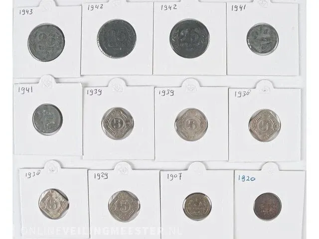 12x munten koningin wilhelmina 1907-1943 - afbeelding 1 van  1