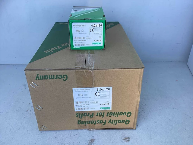 12x parco® spaanplaatschroeven 6,0 x 120mm span-fast blauw verzinkt deeldraad - tx30 (1200 stuks) - afbeelding 1 van  2