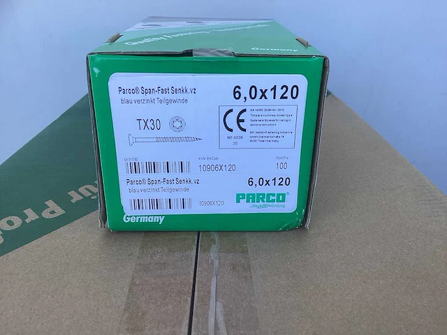 12x parco® spaanplaatschroeven 6,0 x 120mm span-fast blauw verzinkt deeldraad - tx30 (1200 stuks) - afbeelding 2 van  2