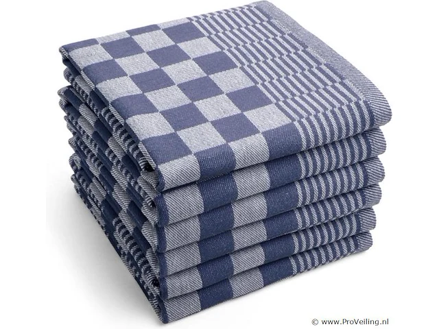 12x prof horeca theedoek 100% katoen 70x50cm - blauw - afbeelding 1 van  1