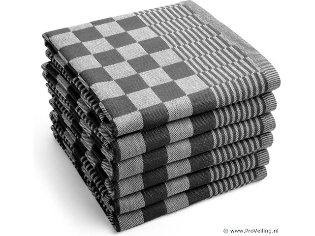 12x prof horeca theedoek 100% katoen 70x50cm - zwart - afbeelding 1 van  1