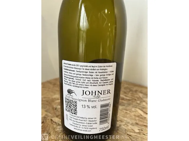 12x wijn johner estate, wairarapa, nieuw zeeland, sauvignon blanc, 2020 - afbeelding 3 van  3