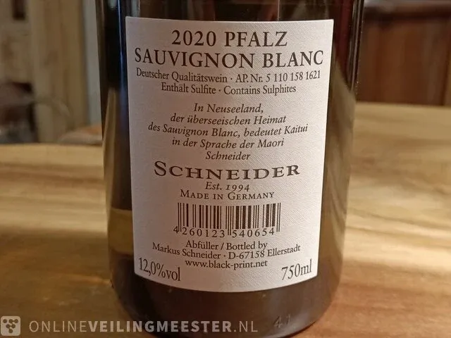 12x wijn markus schneider, pfalz, duitsland, sauvignon blanc 2020 - afbeelding 2 van  3