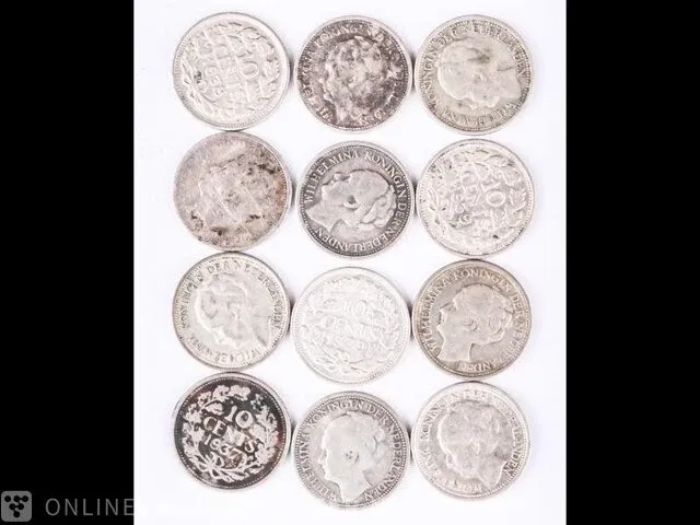 12x zilveren munten koningin wilhelmina - afbeelding 1 van  1