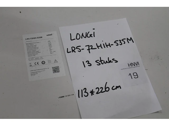 13 zonnepanelen longi lr5-72hih-535m. afmeting 113x226 cm. - afbeelding 3 van  3