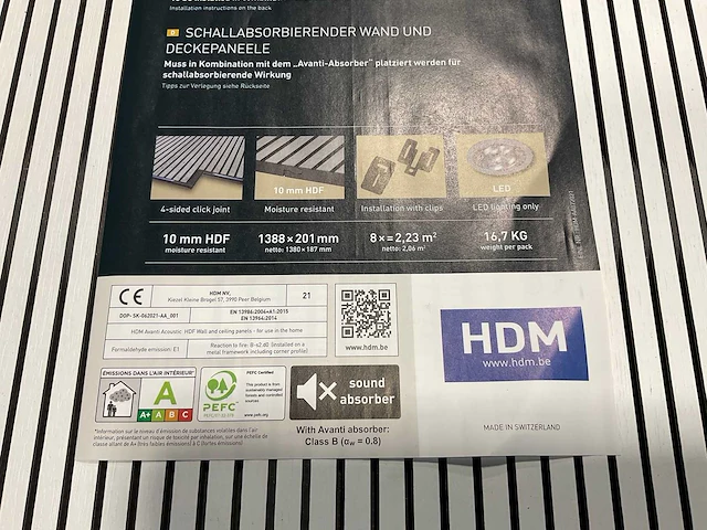13,3 m² hdm akoestische wandpanelen - clair white - 138,8x20,1 cm - afbeelding 6 van  8