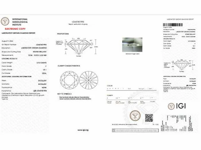 14 karaat geel gouden ring met 3,72 crt. diamant f vs1 igi gecertificeerd - afbeelding 2 van  7