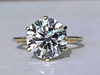 14 karaat geel gouden ring met 3,72 crt. diamant f vs1 igi gecertificeerd - afbeelding 7 van  7