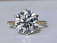 14 karaat geel gouden ring met 4,02 crt. diamant f vs1 igi gecertificeerd - afbeelding 4 van  9