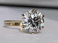 14 karaat geel gouden ring met 4,02 crt. diamant f vs1 igi gecertificeerd - afbeelding 5 van  9