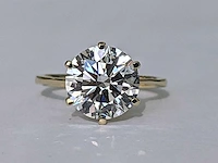 14 karaat geel gouden ring met 4,02 crt. diamant f vs1 igi gecertificeerd - afbeelding 7 van  9