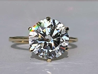 14 karaat geel gouden ring met 4,02 crt. diamant f vs1 igi gecertificeerd - afbeelding 9 van  9