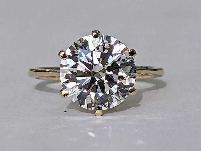 14 karaat geel gouden ring met diamant 3,72 crt - afbeelding 4 van  6