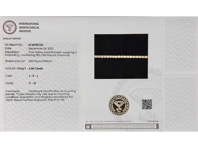14 karaat geelgouden armband met 4,68 crt. diamant - afbeelding 2 van  5
