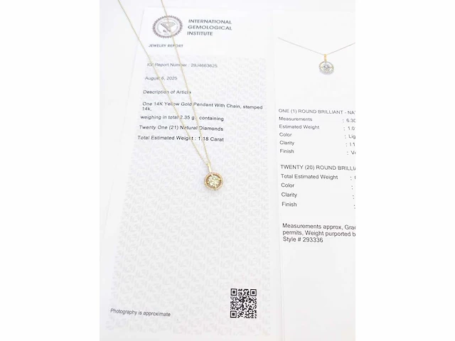 14 karaat geelgouden ketting met 1,18 crt. natuurlijke diamant - afbeelding 3 van  7