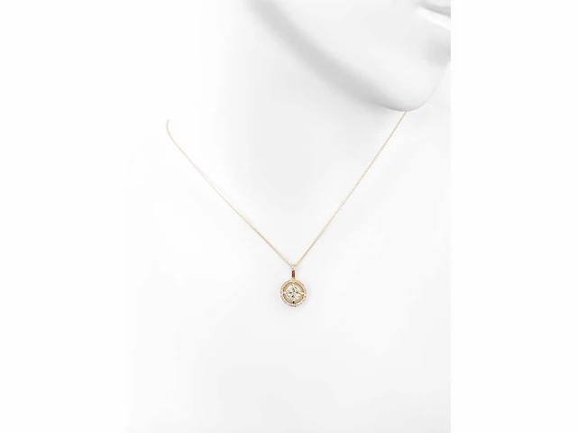 14 karaat geelgouden ketting met 1,18 crt. natuurlijke diamant - afbeelding 4 van  7