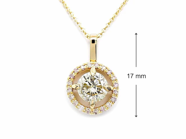 14 karaat geelgouden ketting met 1,18 crt. natuurlijke diamant - afbeelding 5 van  7