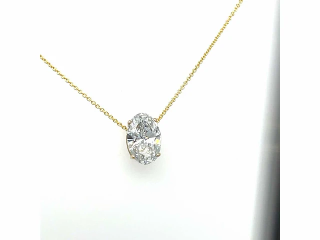 14 karaat geelgouden ketting met 2,04 crt. diamant - afbeelding 3 van  9