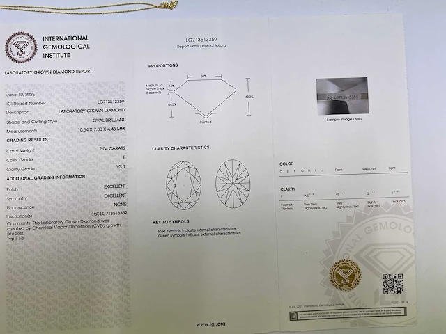 14 karaat geelgouden ketting met 2,04 crt. diamant - afbeelding 2 van  9