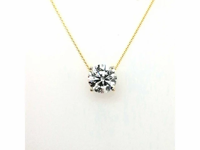 14 karaat geelgouden ketting met 2,09 crt diamant - afbeelding 6 van  8