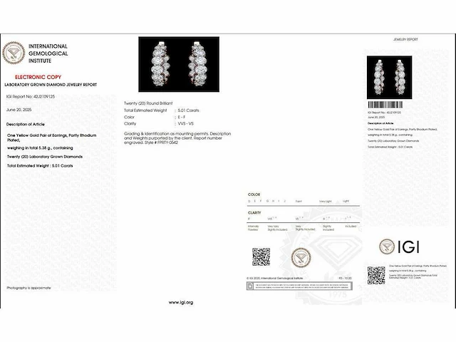 14 karaat geelgouden oorringen met 5,01 crt diamanten - afbeelding 3 van  6