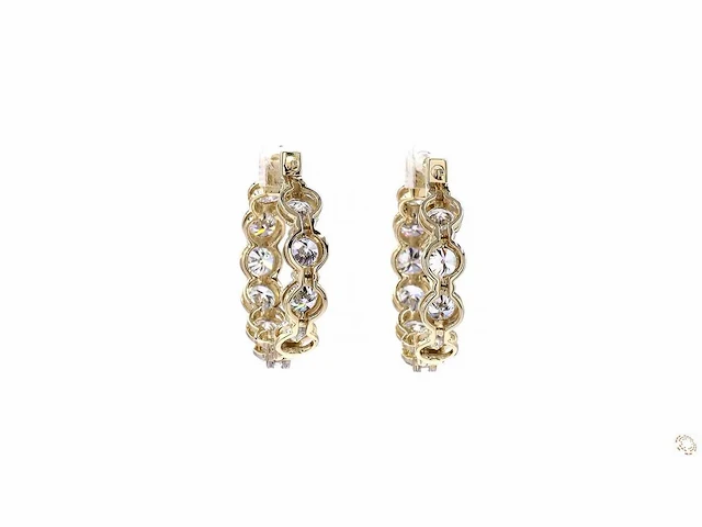 14 karaat geelgouden oorringen met 5,01 crt diamanten - afbeelding 4 van  6