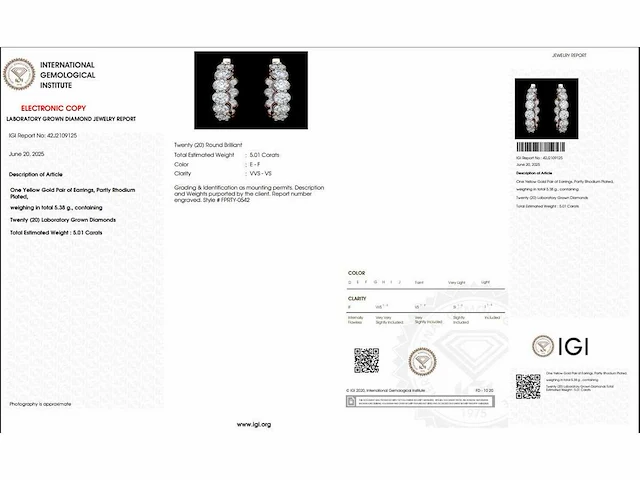 14 karaat geelgouden oorringen met 5,01 crt diamanten - afbeelding 4 van  6