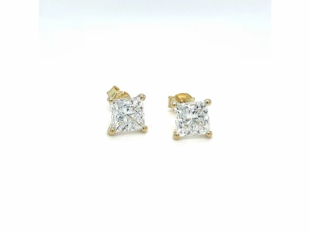 14 karaat geelgouden oorstekers met 3,07 crt. diamant - afbeelding 1 van  9