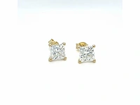 14 karaat geelgouden oorstekers met 3,07 crt. diamant - afbeelding 1 van  9