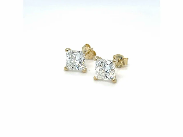 14 karaat geelgouden oorstekers met 3,07 crt. diamant - afbeelding 2 van  9
