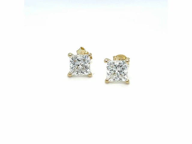 14 karaat geelgouden oorstekers met 3,07 crt. diamant - afbeelding 6 van  9