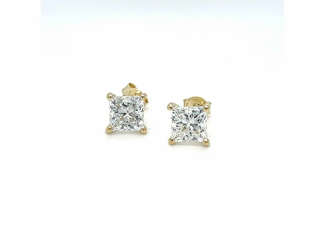 14 karaat geelgouden oorstekers met 3,07 crt. diamant - afbeelding 8 van  9