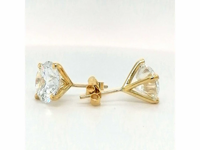 14 karaat geelgouden oorstekers met 6,07 crt. diamant. - afbeelding 4 van  6
