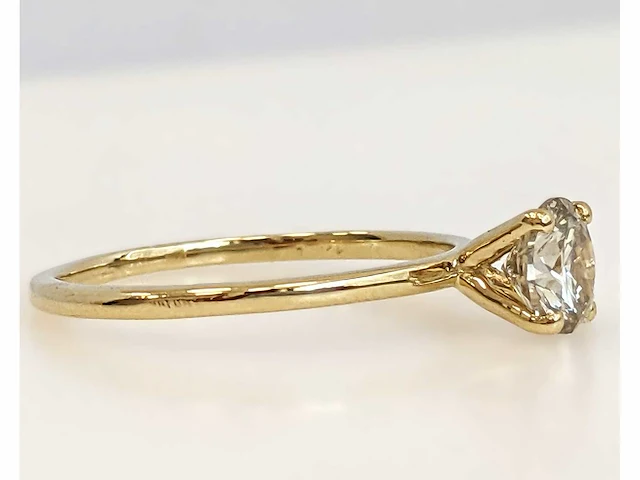 14 karaat geelgouden ring met 0,89 crt. natuurlijke diamant. - afbeelding 7 van  7