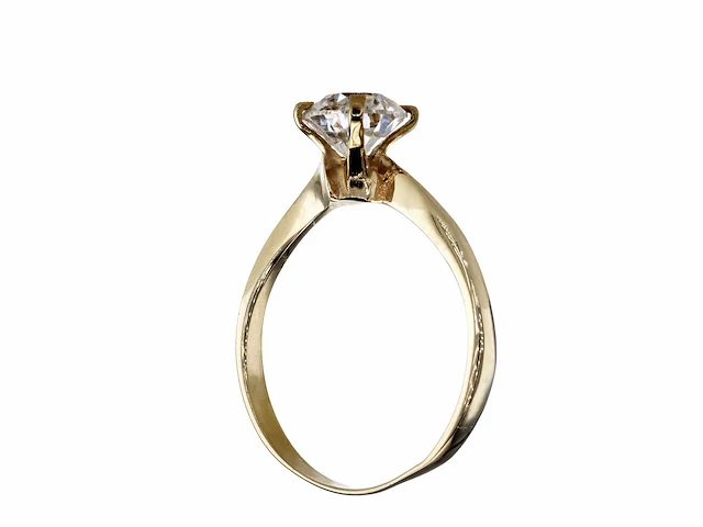 14 karaat geelgouden ring met 1,06 natuurlijke diamant - afbeelding 3 van  8