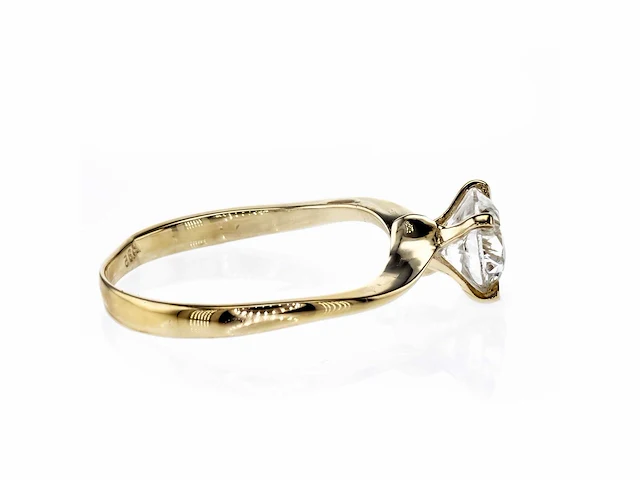 14 karaat geelgouden ring met 1,06 natuurlijke diamant - afbeelding 7 van  8