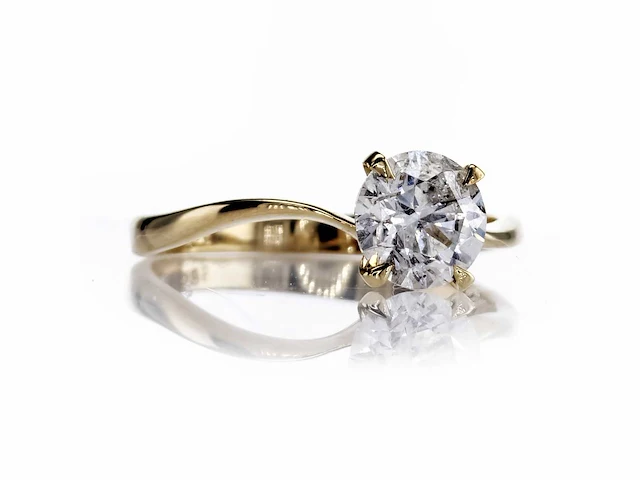 14 karaat geelgouden ring met 1,06 natuurlijke diamant - afbeelding 5 van  8