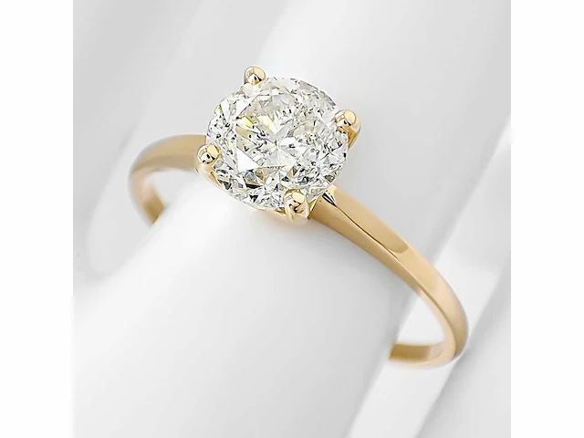 14 karaat geelgouden ring met 1,10 natuurlijke diamant - afbeelding 3 van  8