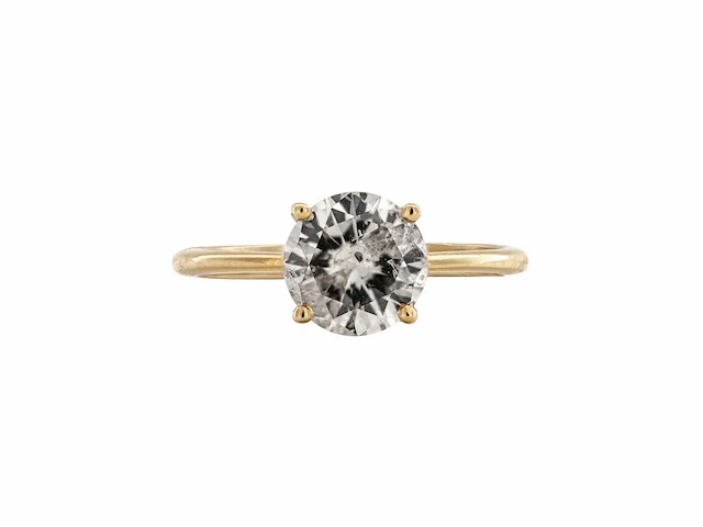 14 karaat geelgouden ring met 1,22 natuurlijke diamant. - afbeelding 3 van  7