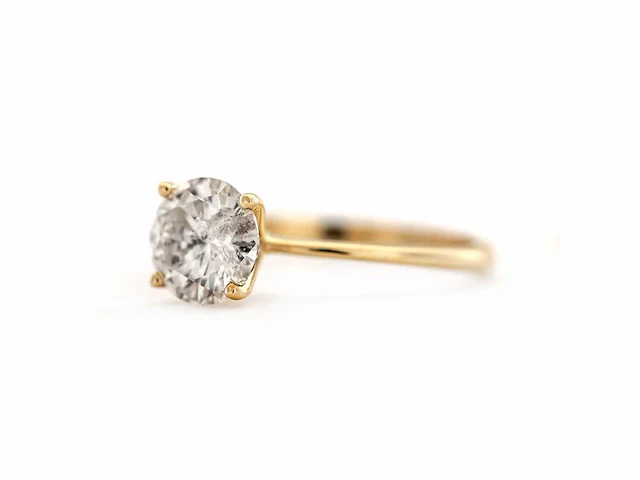 14 karaat geelgouden ring met 1,22 natuurlijke diamant. - afbeelding 4 van  7