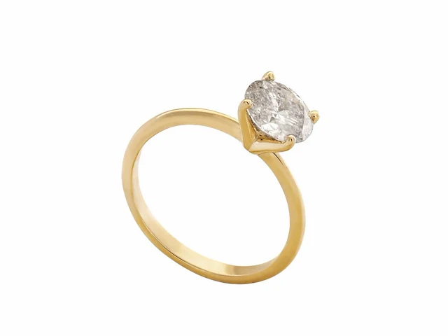 14 karaat geelgouden ring met 1,22 natuurlijke diamant. - afbeelding 5 van  7