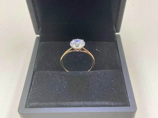 14 karaat geelgouden ring met 2 crt. diamant - afbeelding 1 van  7