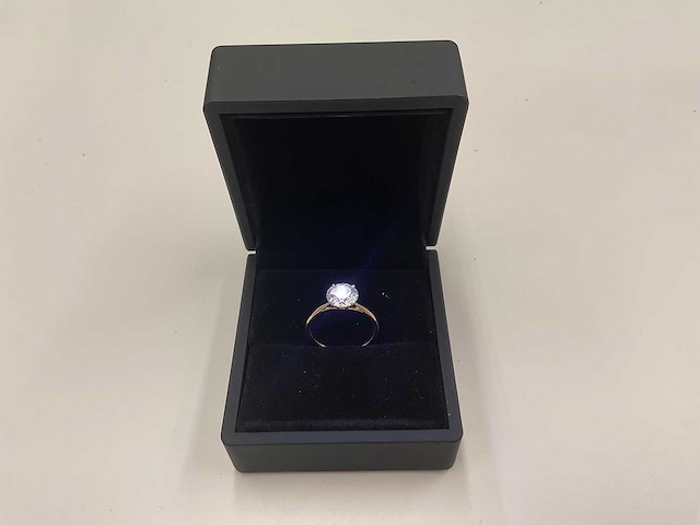 14 karaat geelgouden ring met 2 crt. diamant - afbeelding 5 van  7