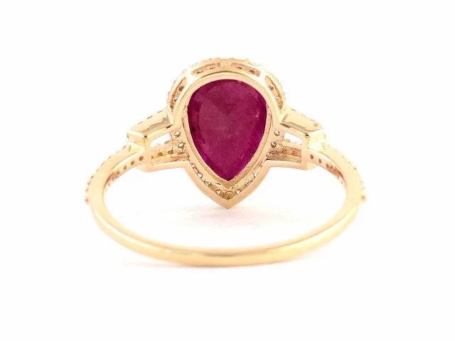 14 karaat geelgouden ring met 2,07 crt. robijn diamant. - afbeelding 1 van  6