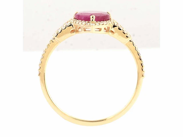 14 karaat geelgouden ring met 2,07 crt. robijn diamant. - afbeelding 5 van  6