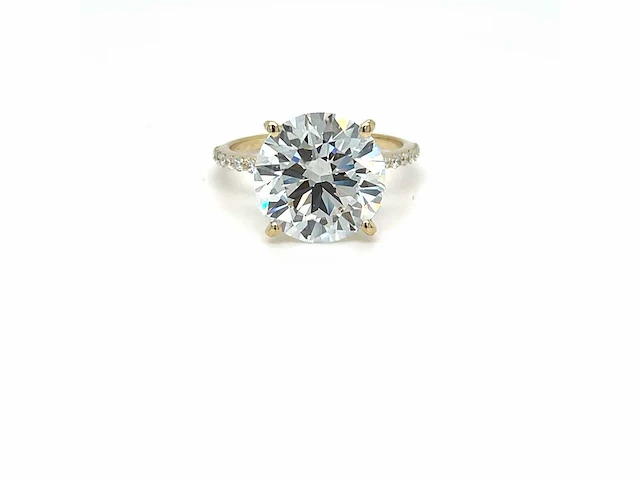 14 karaat geelgouden ring met 4,01 crt. diamant - afbeelding 8 van  8