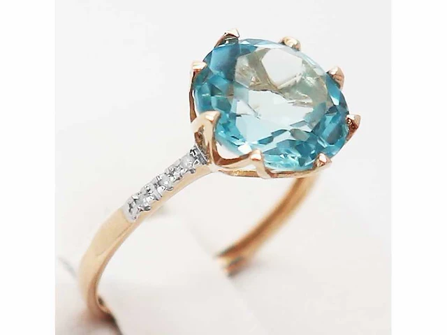 14 karaat geelgouden ring met 4,60 crt. diamant - afbeelding 7 van  8